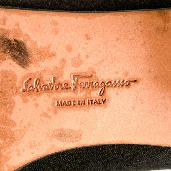 Ferragamo Black Suede 'Cinzia' Block Heel Shoes, Women S 7 - Picture 8 of 10